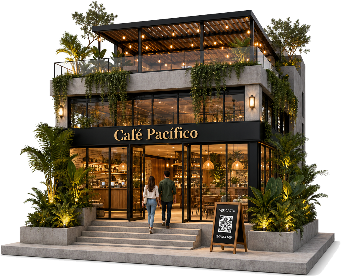 Maqueta ilustrativa de un perfil de Google para Café Pacífico